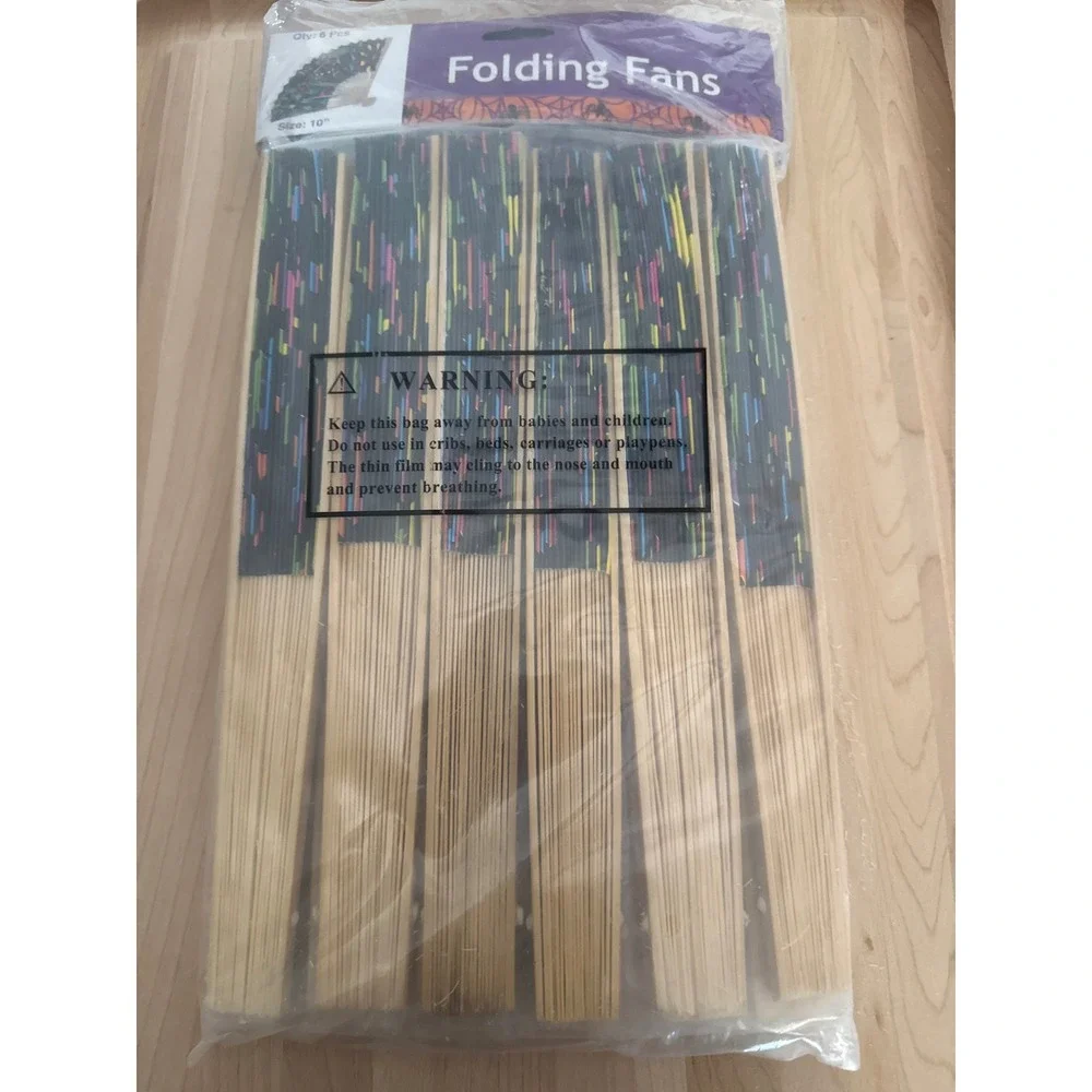Day of the Dead Folding Fans 12 Pack Black‎ Multi Wood 10